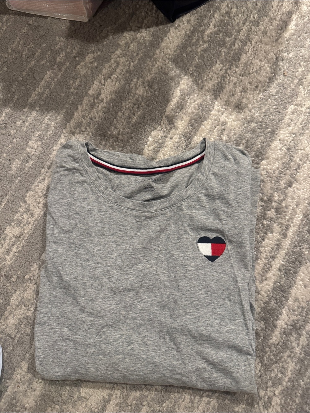 Tommy Hilfiger Grey Short-Sleeve Tee with Heart Flag Logo